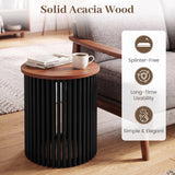 2 Piece Elegant Round Acacia Wood Coffee Table for Living Room and Home Office-Walnut