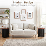 2 Piece Elegant Round Acacia Wood Coffee Table for Living Room and Home Office-Walnut