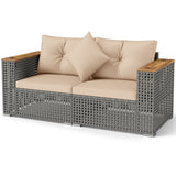 2-Piece Patio Corner Sofa Set with Thick Cushions