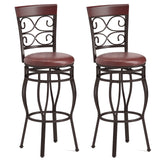 2 Pieces 30 Inch 360 Degree Swivel Bar Stools with Leather Padded Seat