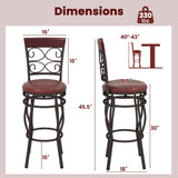 2 Pieces 30 Inch 360 Degree Swivel Bar Stools with Leather Padded Seat