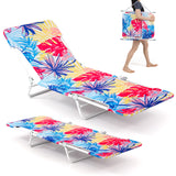 2 Pieces 5-position Lay Flat Beach Recliner with Carry Strap and Metal Frame