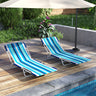 2 Pieces 5-position Lay Flat Beach Recliner with Carry Strap and Metal Frame