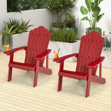 2 Pieces Adirondack Chair Set with Ergonomic Design for Porch and Backyard