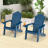 2 Pieces Adirondack Chair Set with Ergonomic Design for Porch and Backyard