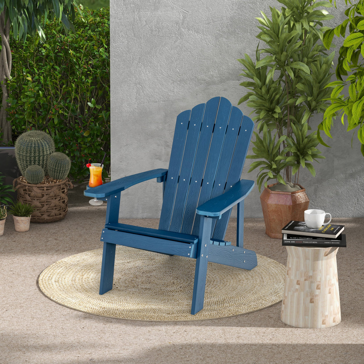 2 Pieces Adirondack Chair Set with Ergonomic Design for Porch and Backyard