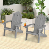2 Pieces Adirondack Chair Set with Ergonomic Design for Porch and Backyard