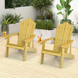 2 Pieces Adirondack Chair Set with Ergonomic Design for Porch and Backyard
