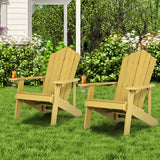2 Pieces Adirondack Chair Set with Ergonomic Design for Porch and Backyard
