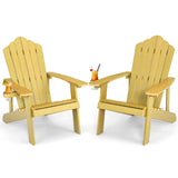 2 Pieces Adirondack Chair Set with Ergonomic Design for Porch and Backyard