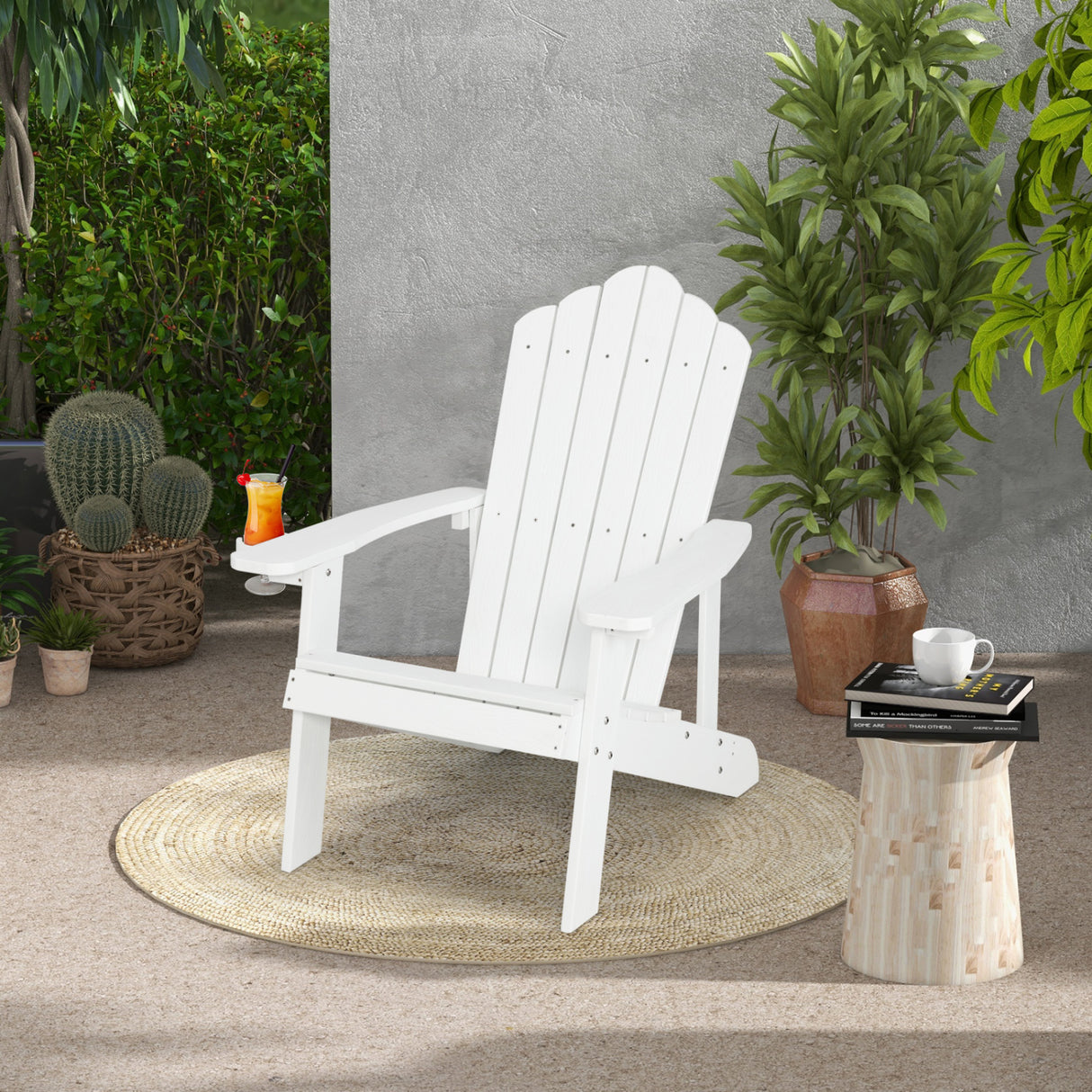 2 Pieces Adirondack Chair Set with Ergonomic Design for Porch and Backyard