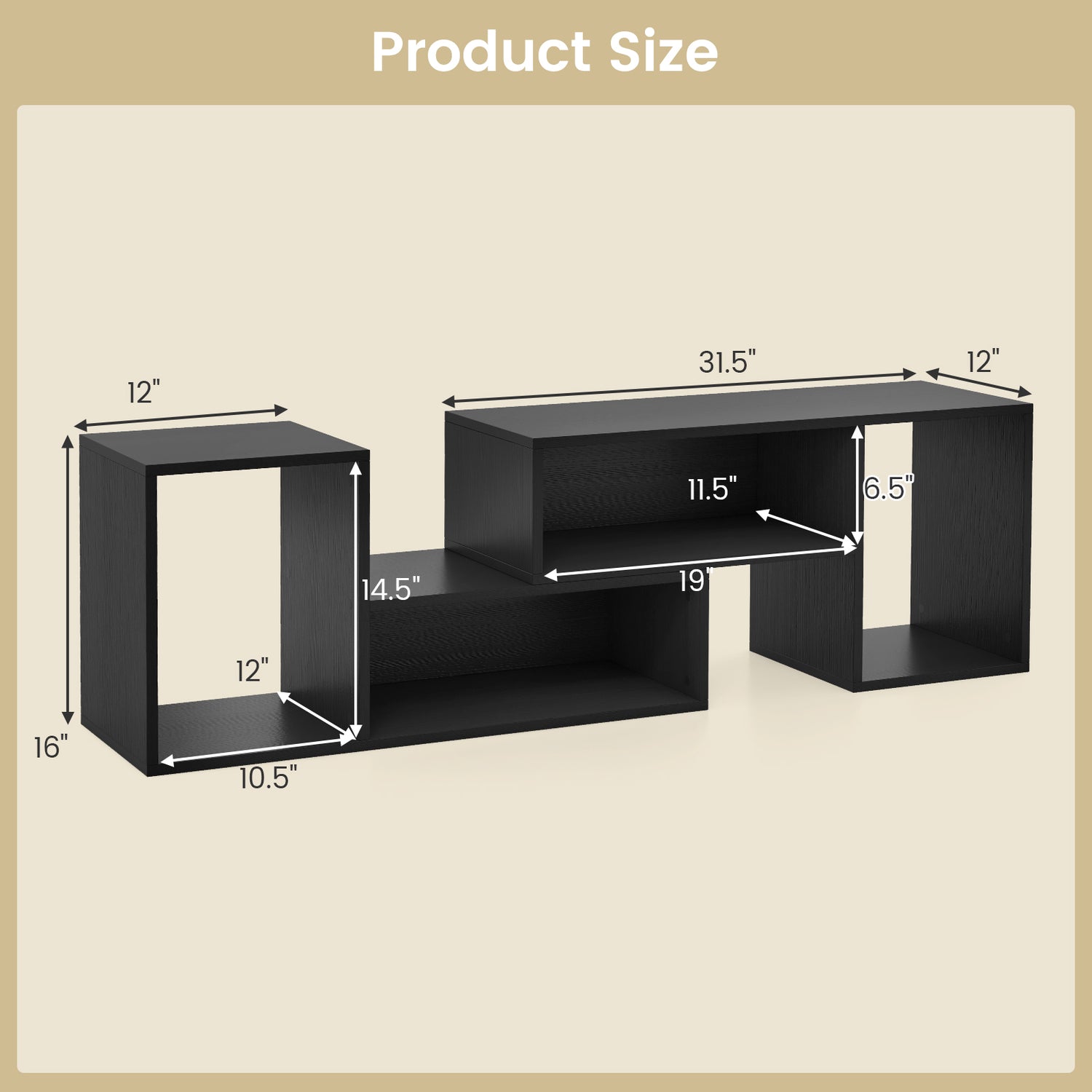 2 Pieces Adjustable TV Stand for TVs up to 55 Inch with Storage Cubes