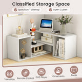 2 Pieces Adjustable TV Stand for TVs up to 55 Inch with Storage Cubes