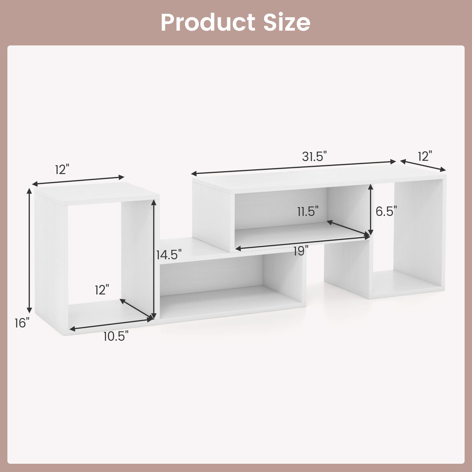 2 Pieces Adjustable TV Stand for TVs up to 55 Inch with Storage Cubes