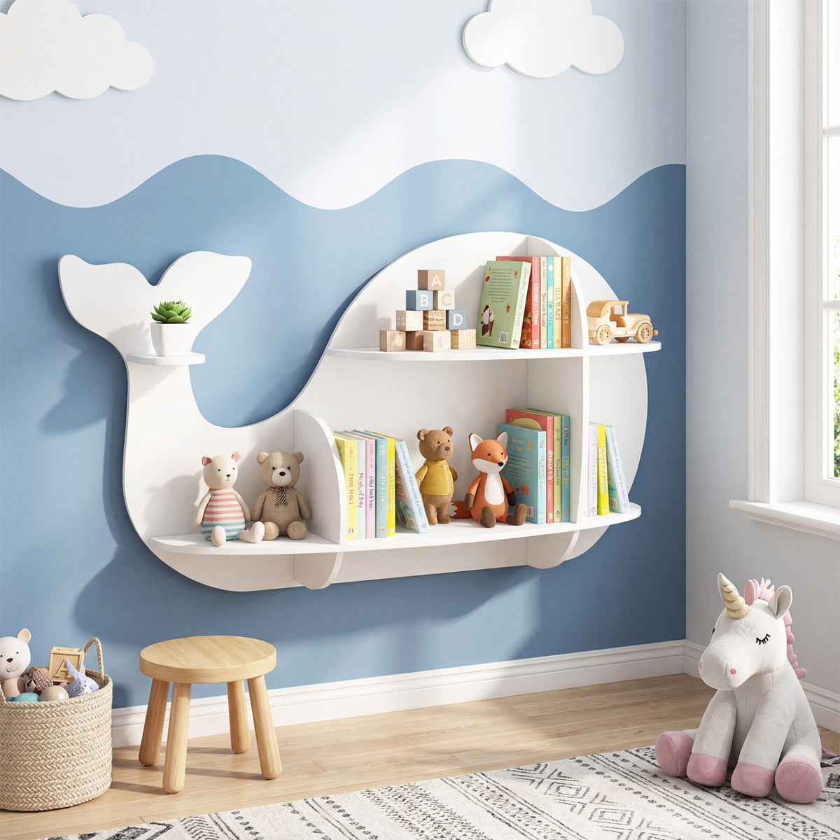 Floating Dolphin Shelves Wall Mounted Storage Display Rack