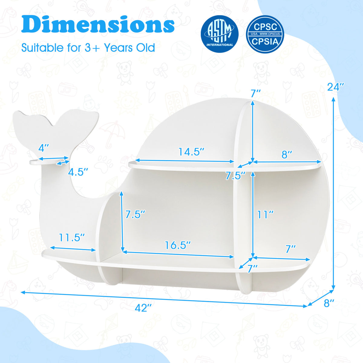 Floating Dolphin Shelves Wall Mounted Storage Display Rack