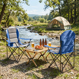 2 Pieces Folding Camping Chairs for Adults with Cup Holders