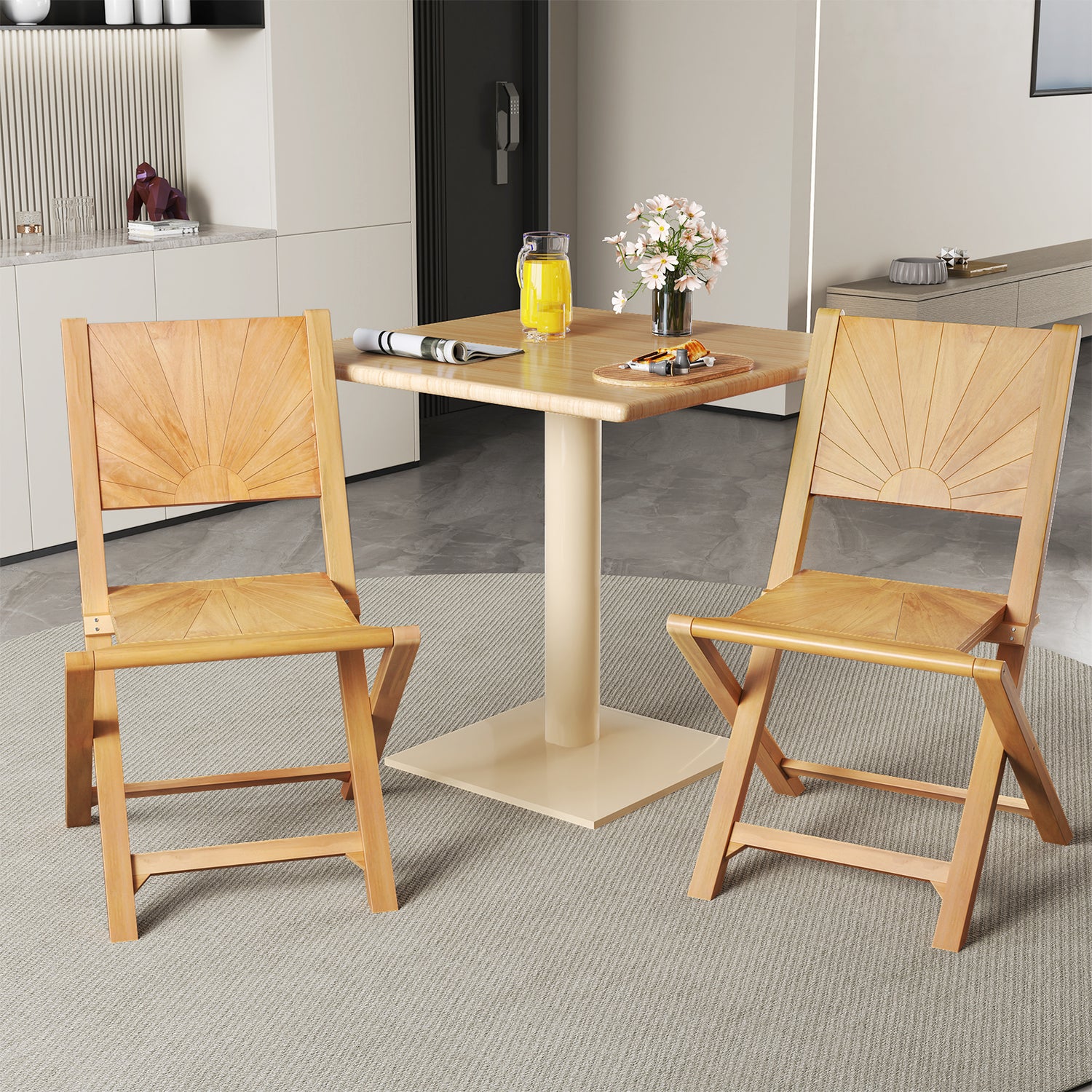 2 Pieces Folding Patio Chairs with Inclined Backrest