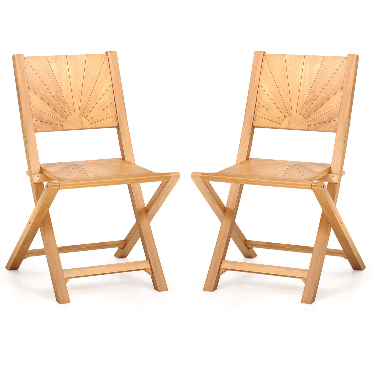 2 Pieces Folding Patio Chairs with Inclined Backrest