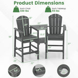 2 Pieces HDPE Tall Adirondack Chair with Middle Connecting Tray