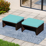 Multipurpose Outdoor 2 Pieces Patio PE Rattan Ottomans Footstool