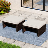 Multipurpose Outdoor 2 Pieces Patio PE Rattan Ottomans Footstool