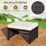 Multipurpose Outdoor 2 Pieces Patio PE Rattan Ottomans Footstool