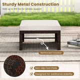Multipurpose Outdoor 2 Pieces Patio PE Rattan Ottomans Footstool