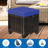 2 Pieces Patio Rattan Ottoman Set with Removable Cushions