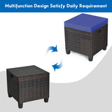 2 Pieces Patio Rattan Ottoman Set with Removable Cushions