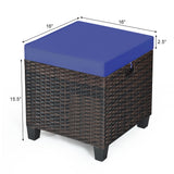 2 Pieces Patio Rattan Ottoman Set with Removable Cushions