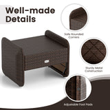 2 Pieces Outdoor Patio PE Wicker Ottomans with Removable Cushions