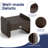 2 Pieces Outdoor Patio PE Wicker Ottomans with Removable Cushions