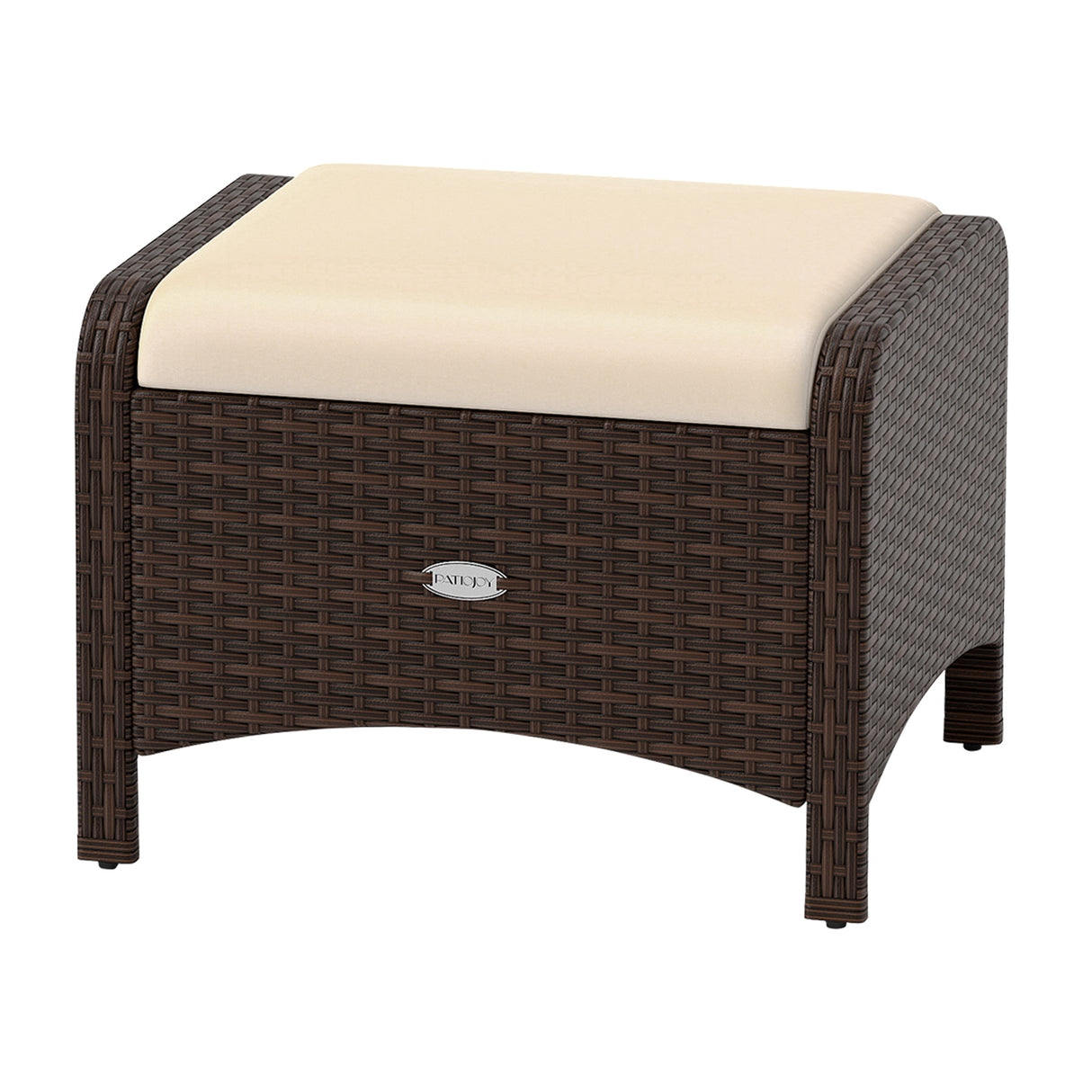 2 Pieces Outdoor Patio PE Wicker Ottomans with Removable Cushions