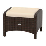 2 Pieces Outdoor Patio PE Wicker Ottomans with Removable Cushions
