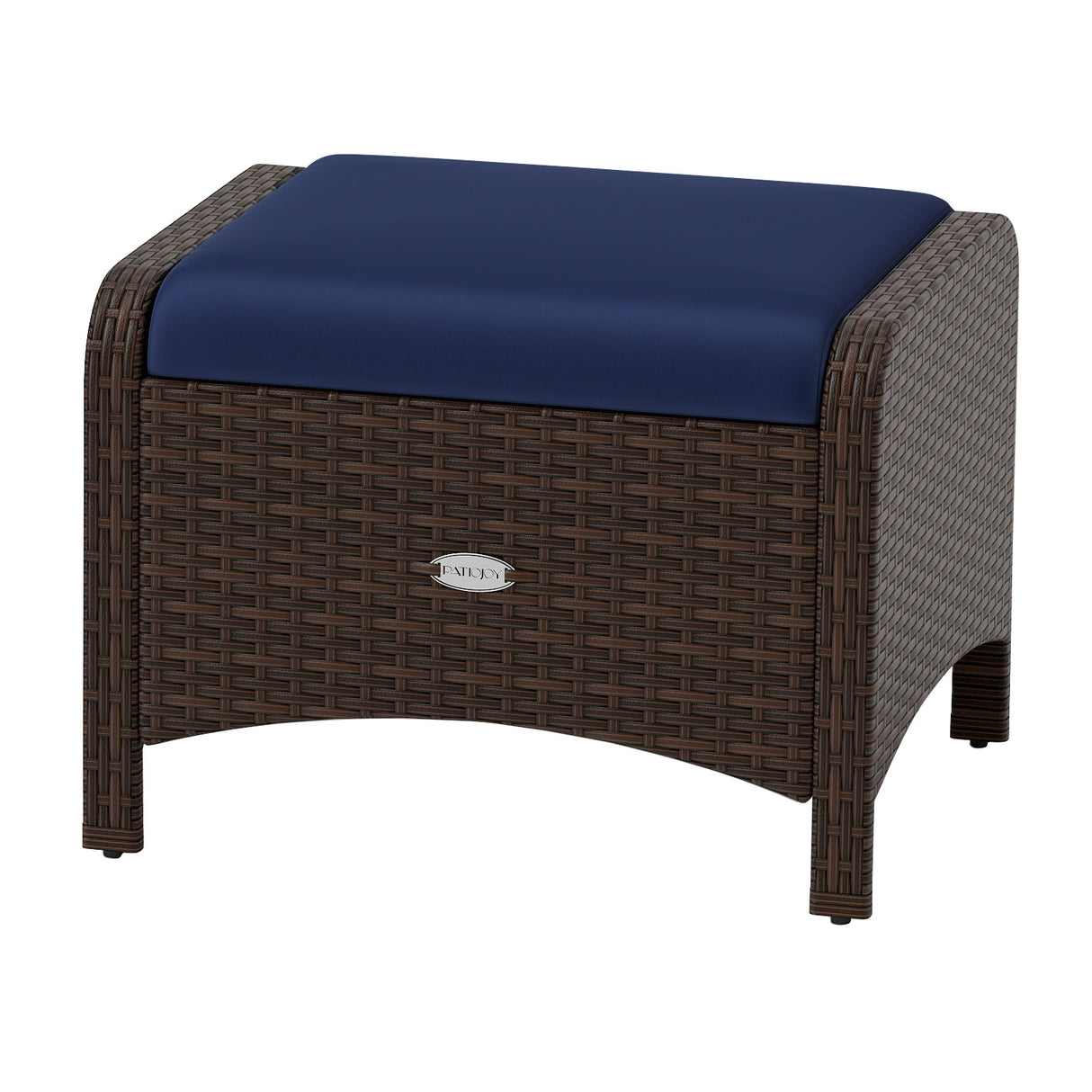 2 Pieces Outdoor Patio PE Wicker Ottomans with Removable Cushions