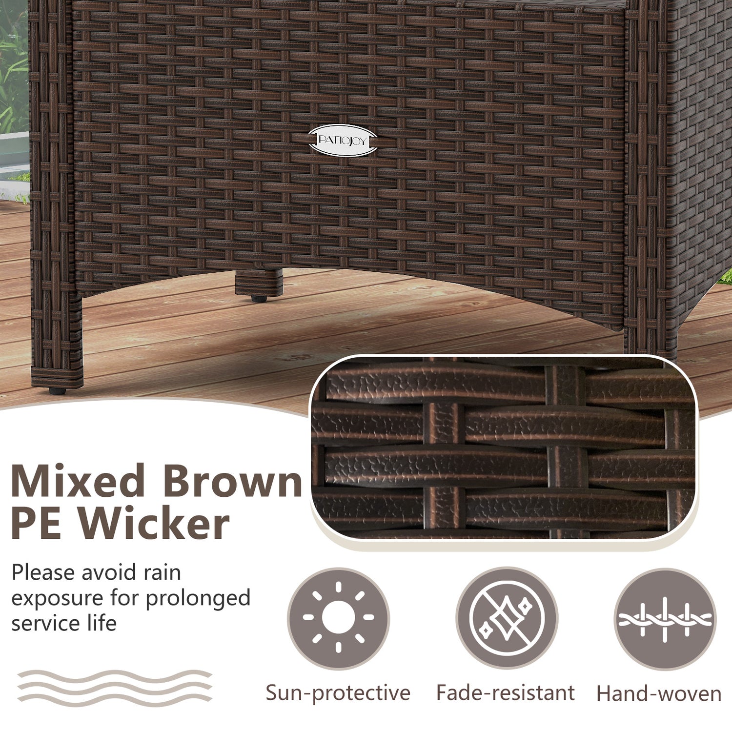 2 Pieces Outdoor Patio PE Wicker Ottomans with Removable Cushions