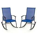 2 Pieces Outdoor Rocking Chairs with Breathable Backrest