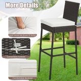 2 Pieces Patio Cushioned Wicker Barstools with Cozy Footrest-Set of 2
