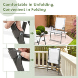 2 Pieces Patio Folding Chairs with Armrests for Deck Garden Yard