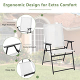 2 Pieces Patio Folding Chairs with Armrests for Deck Garden Yard
