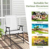2 Pieces Patio Folding Chairs with Armrests for Deck Garden Yard