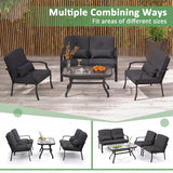 2 Piece Patio Metal Chairs with Seat and Back Cushions