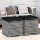 2 Pieces Patio Ottoman with Removable Cushions