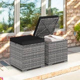 2 Pieces Patio Ottoman with Removable Cushions