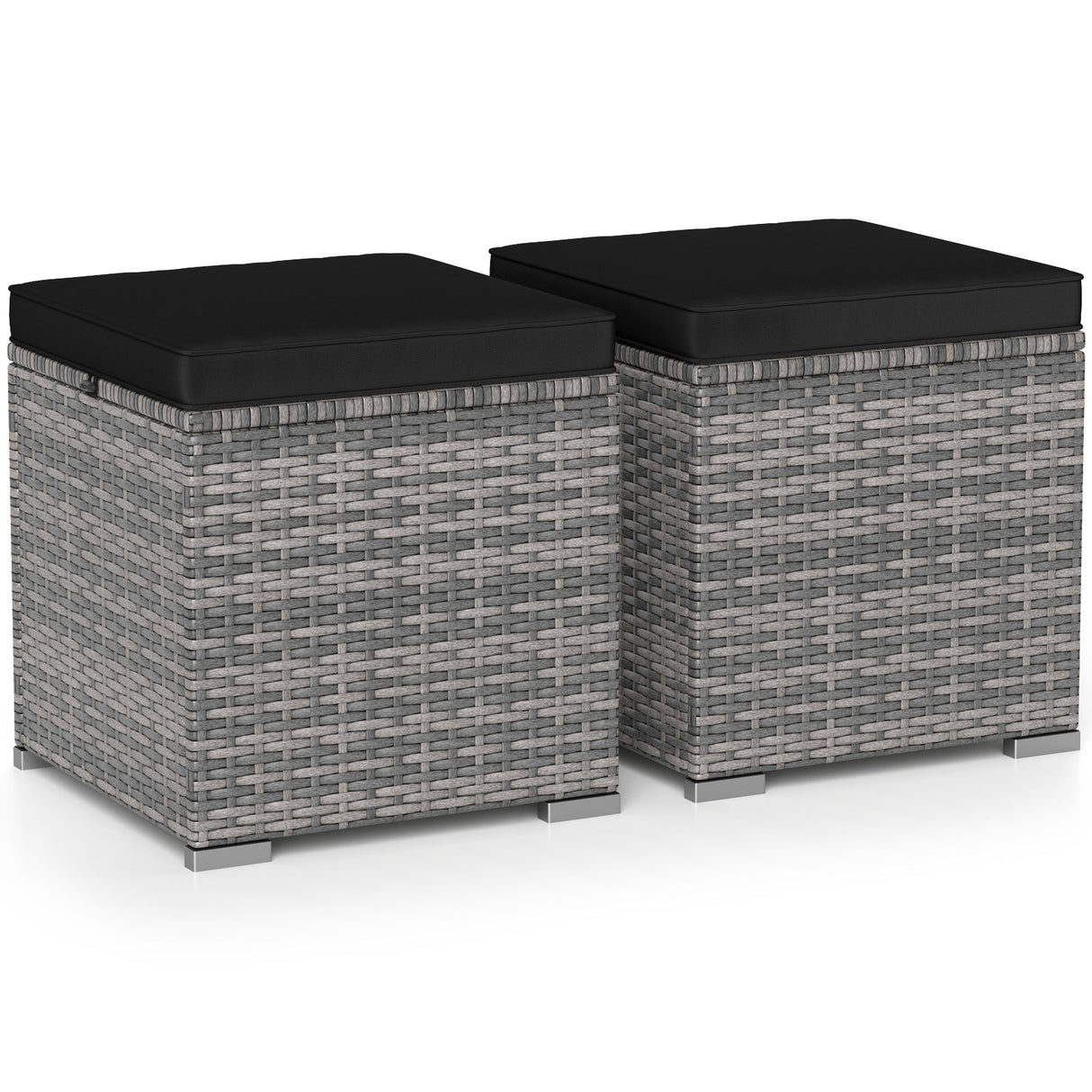 2 Pieces Patio Ottoman with Removable Cushions