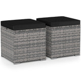 2 Pieces Patio Ottoman with Removable Cushions