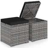 2 Pieces Patio Ottoman with Removable Cushions