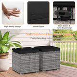2 Pieces Patio Ottoman with Removable Cushions