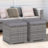2 Pieces Patio Ottoman with Removable Cushions